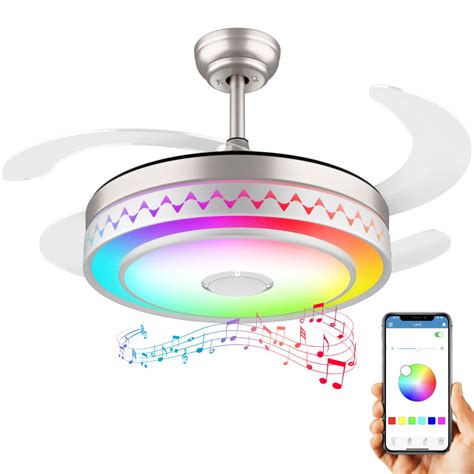 Buy Modern Retractable Bluetooth Ceiling Fan With Light And Music