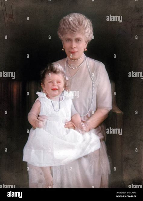 Queen Mary Consort Of King George V Holding Her Grand Daughter Princess Elizabeth Of York
