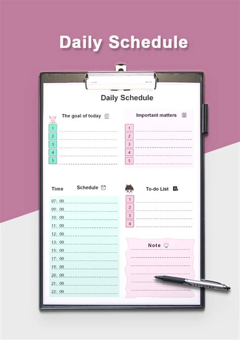 Word Of Cute Daily Scheduledocx Wps Free Templates