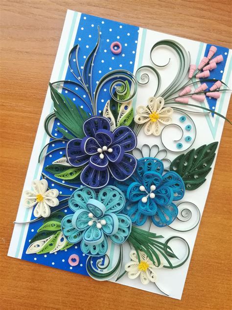 Quilling Card Birthday Quilled Card Quilled Flower Etsy