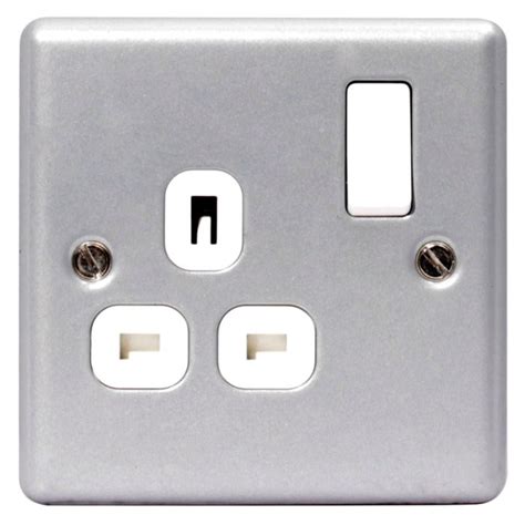 Bg Electrical Mc521 13a Dp Metalclad Switch Socket 1 Gang Grey