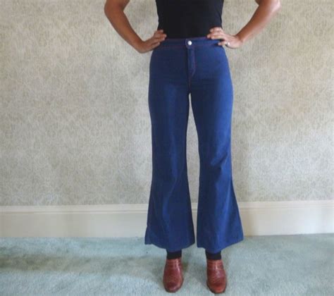 Vintage Bell Bottoms 60s 70s Clothing 28 Waist High Waisted Etsy