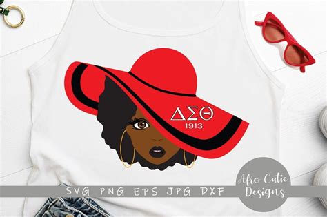 Delta Sorority Girl Red Hat African American Afro Woman Etsy