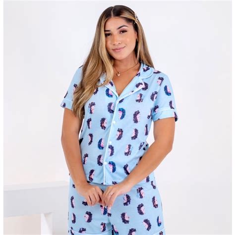 Pijama Americano Curto Blogueirinha Aberto Com Botão P Amamentar E Pós Cirúrgico Shopee Brasil