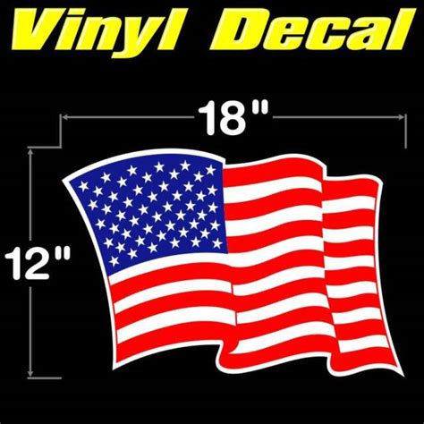 American Waving Us Flag Large Usa Durable Vinyl Decal Sticker 18x12
