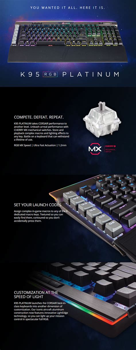 Corsair K95 Rgb Platinum Mechanical Gaming Keyboard Cherry Mx Speed
