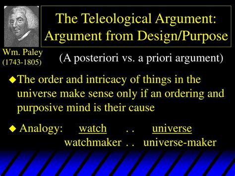 Ppt The Teleological Argument Argument From Designpurpose