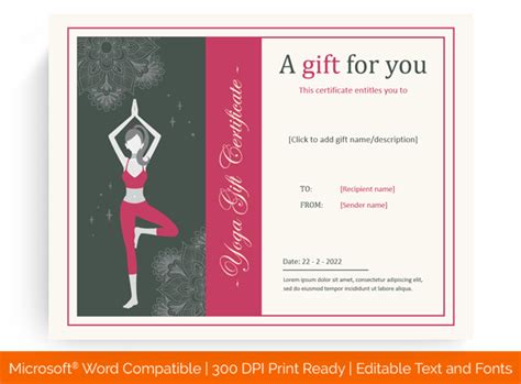 Check out our gift certificate selection for the very best in unique or custom, handmade pieces from our stationery shops. Pin on Yoga Gift Certificate Templates (Word | PDF)