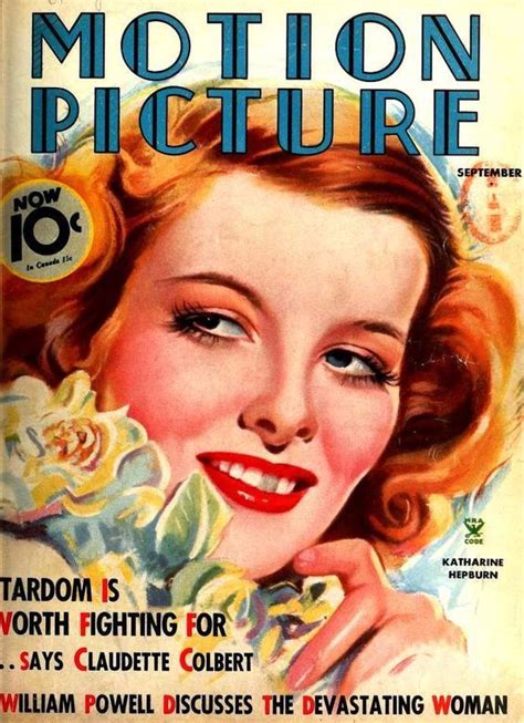 Katharine Hepburn On The Cover Of Motion Picture Magazine Usa September 1935 Movie Magazine