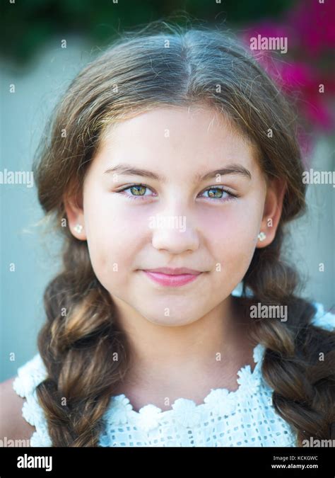 Beautiful Young Girl With Braids On Nature Background Stock Photo Alamy