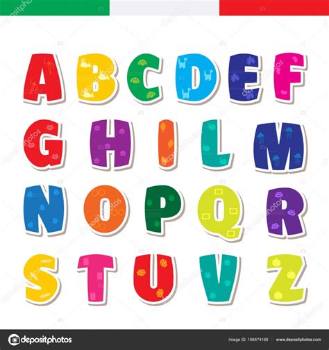 The italian alphabet and what's significant about it. Mignon drôle enfantin alphabet italien. Illustration de ...