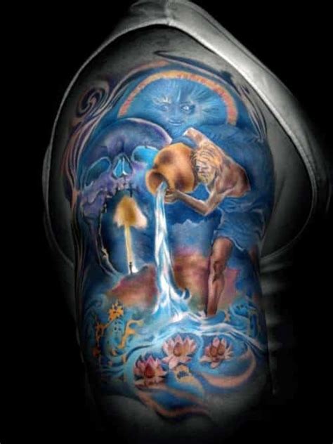 aquarius tattoos  men astrological ink design ideas