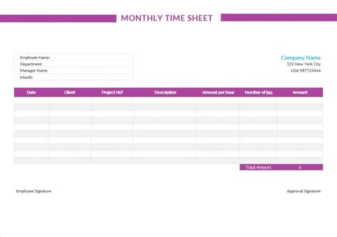 10 Basic Monthly Timesheet Template Room