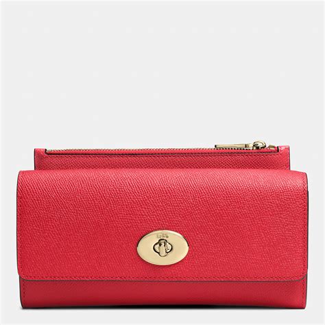 Coach Slim Envelope Wallet With Pop Up Pouch In Embossed Textured