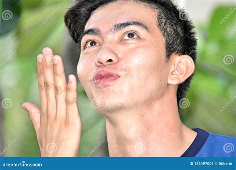 Adult Male Kissing Stock Image Image Of Grown Pucker 129497001
