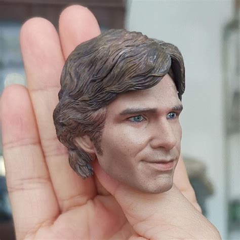 For Collection 1 6 Han Solo Head Carving Smiling Harrison Ford Head
