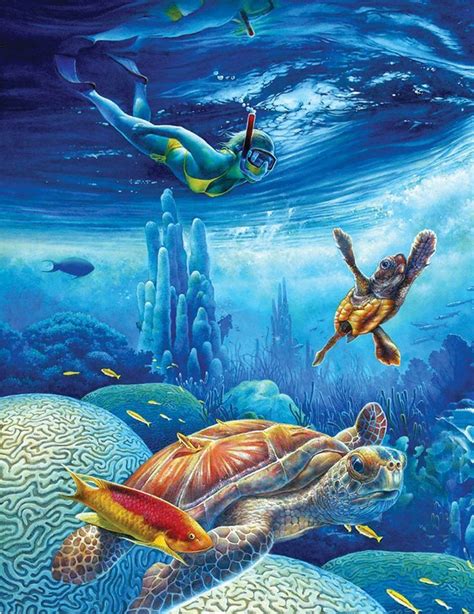 Underwater Painting Ocean Painting Sea Life Art Sea Art Sea Turtle