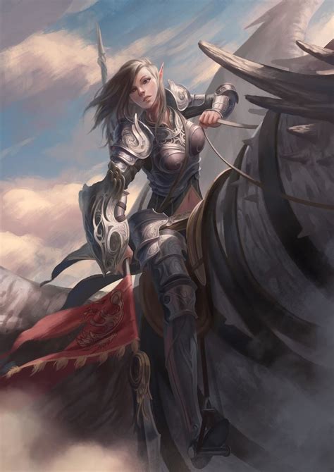Fantasy Dragon Knight Fantasy Female Warrior Dungeons And