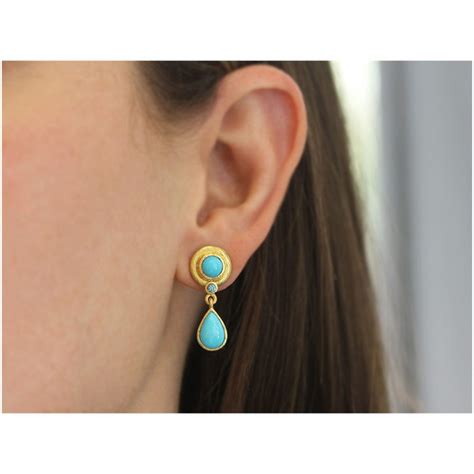 Elizabeth Locke Sleeping Beauty Turquoise Drop Stud Earrings Bailey S