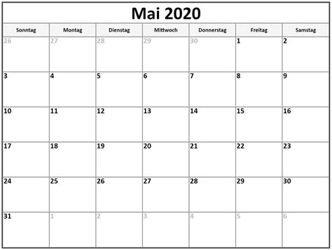 Mit dem kostenlosen adobe reader drucken sie alle. 2020 Mai Druckbare Kalender Zum Ausdrucken [PDF ...
