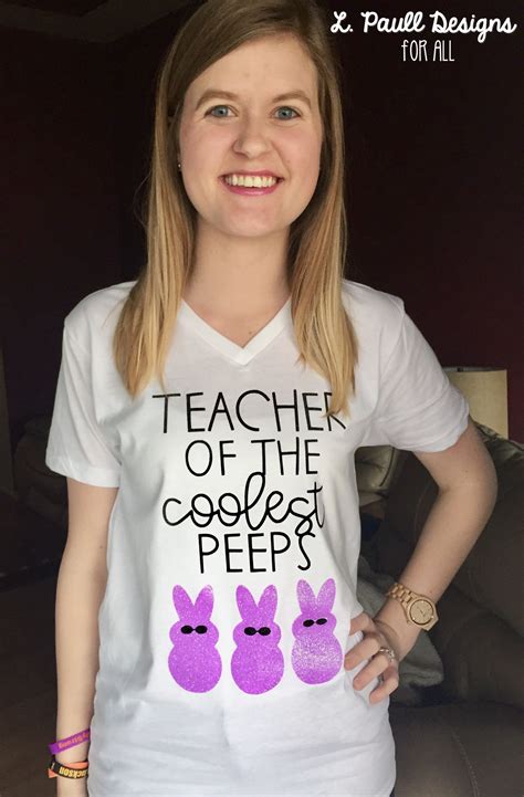 teacher of the coolest peeps tee ladies and unisex crew and v neck neon purple purple glitter
