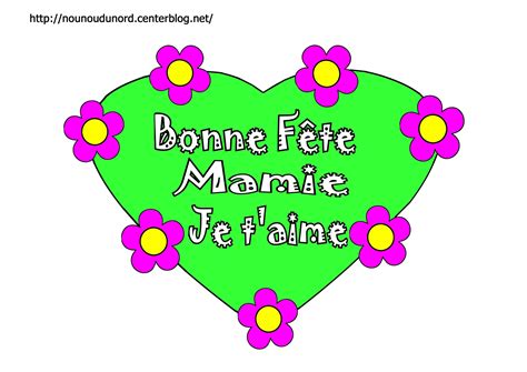 Coeur bonne fête mamie coloriage et en coleur