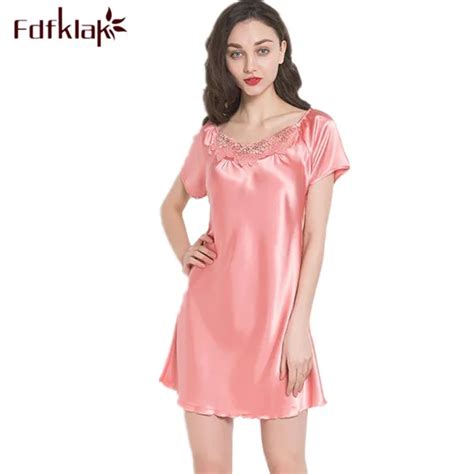 high quality nighty sexy 2017 summer short sleeve women nightwear dress nightgowns women silk