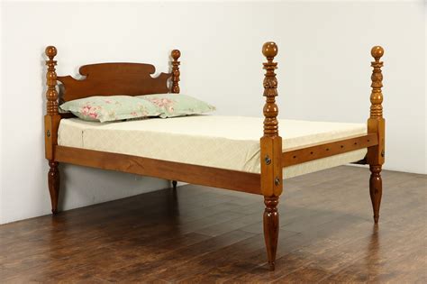 This Farmhouse Cannonball Poster Bed Was Hand Carved Of Solid Maple About 1825 With Classical