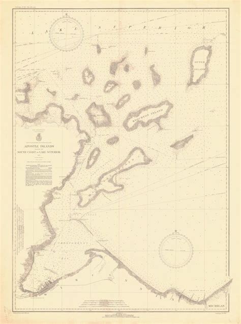 Apostle Islands Map Lake Superior Historical Map 1935