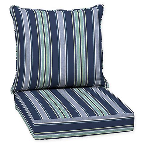 Aurora Stripe 2 Piece Outdoor Deep Seat Cushion Set In Sapphire Bed