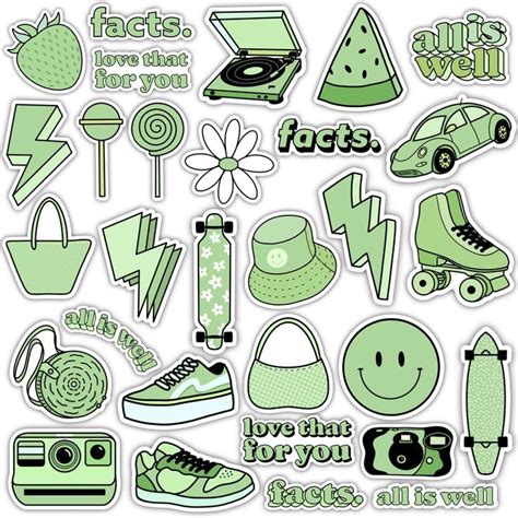 Stickers Aesthetic Stickers Scrapbook Stickers Printable Green