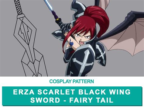 Erza Scarlet Black Wing Sword Cosplay Pdf Vector Pattern Fairy Tail