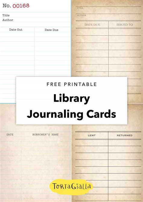 Personalize and print greeting cards from home. Free Printable Library Journaling Cards - tortagialla