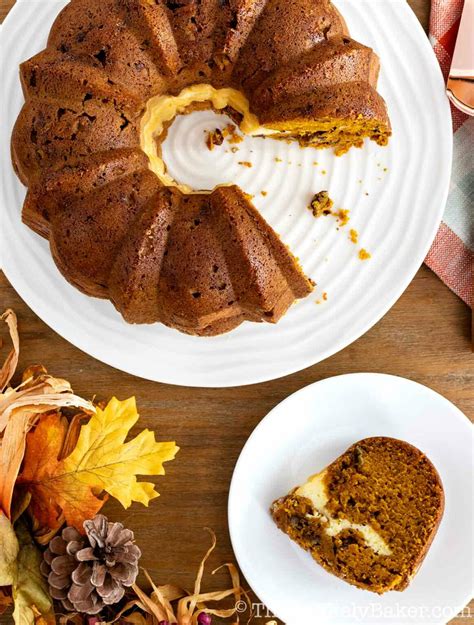 Pumpkin Bundt Cake With Cream Cheese Filling The Unlikely Baker