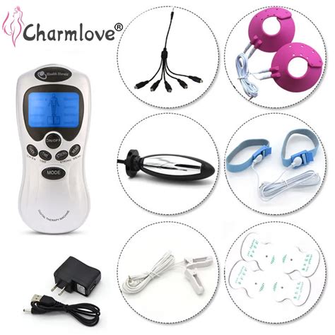 Electronic Massager 1 To 5 Electro Shock Kitspenis Anal Plug Vaginal Breast Therapy Ring