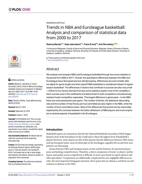 Euroleague basketball welcome to euroleague basketball. (PDF) Trends in NBA and Euroleague basketball: Analysis ...