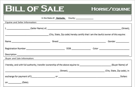 *the bill of sale is generated and. Free Kentucky Horse/Equine Bill of Sale Template - Off-Road Freedom