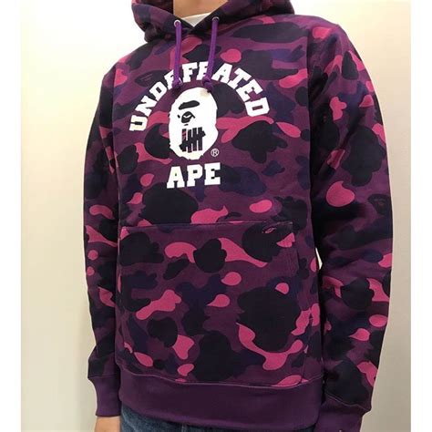 Bape X Undefeated Abc And Color Camo College Pullover Hoodie Mens