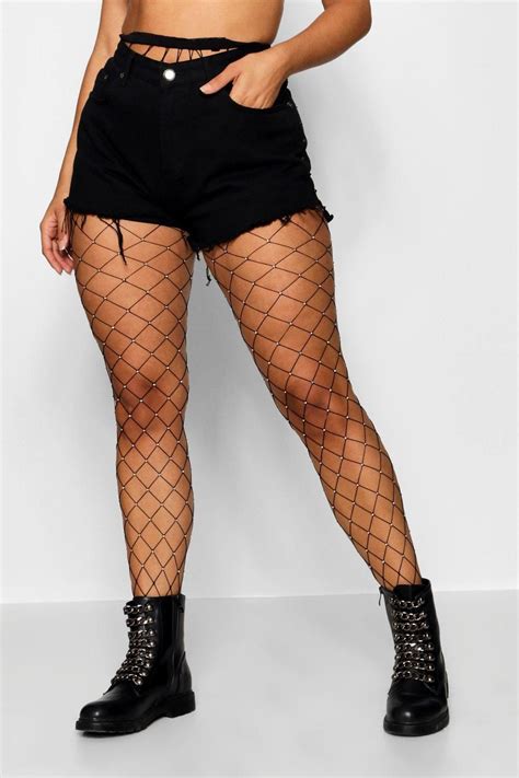 Plus Large Scale Fishnet Diamond Tights Boohoo Fish Net Tights Outfit Rave Outfits Fishnet