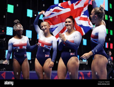 Great Britains Naana Oppon Shanice Davidson Saskia Servini And Megan Kealy Celebrate Winning