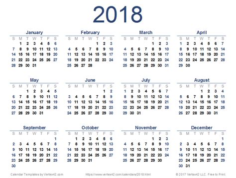 2018 Calendar Templates Images And Pdfs