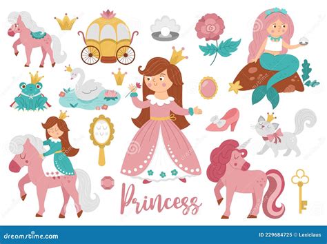 Fairy Tale Princess Collection Big Vector Set Of Fantasy Girl