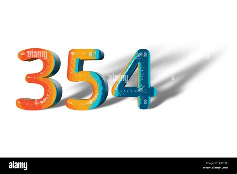 3d Number 354 Three Hundred Fifty Four Lively Colours Stock Photo Alamy