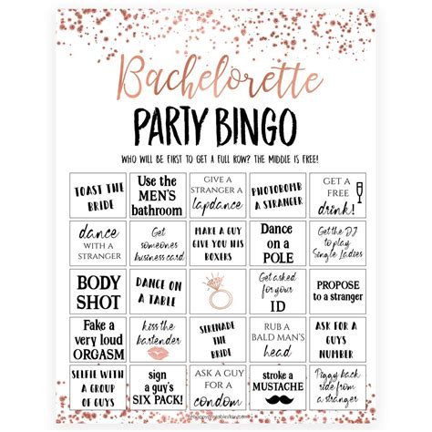 Rose Gold Bachelorette Party Bingo Shop Printable Bachelorette Games