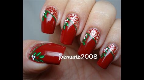 Vintage Mistletoe Christmas Nail Design Youtube Christmas Nail