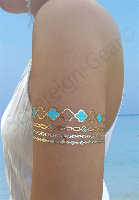 Metallic Temporary Tattoos For Women Teens Girls 8 Sheets Gold Silver Temporary Tattoos