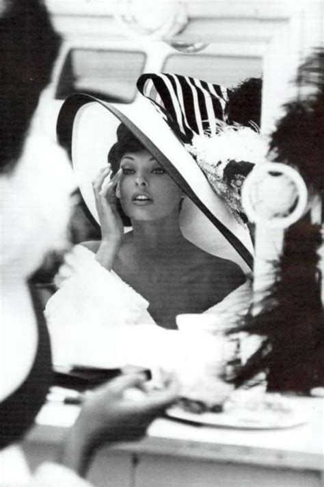 Black And White Hat Linda Evangelista Vintage Fashion Photography