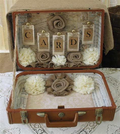 Card Box Vintage Suitcase Wedding Card Holder Shabby Chic