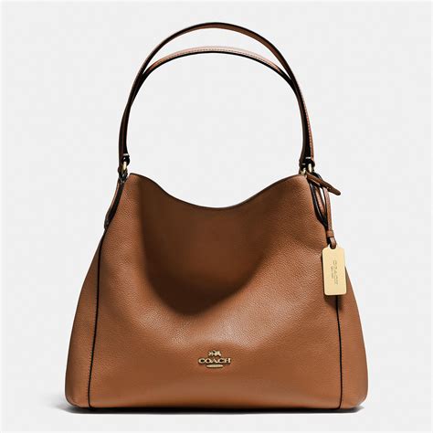 Handbag Coach Saddle Refined Pebble Leather Zip Top Closure Edie ...