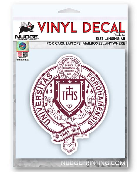 Fordham University Academic Seal Logo Car Decal Nudge Printing